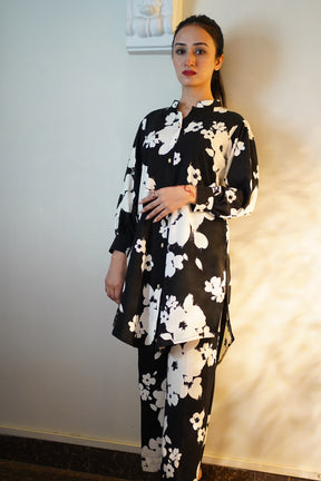 Black & White Front-Open Co-Ord Set