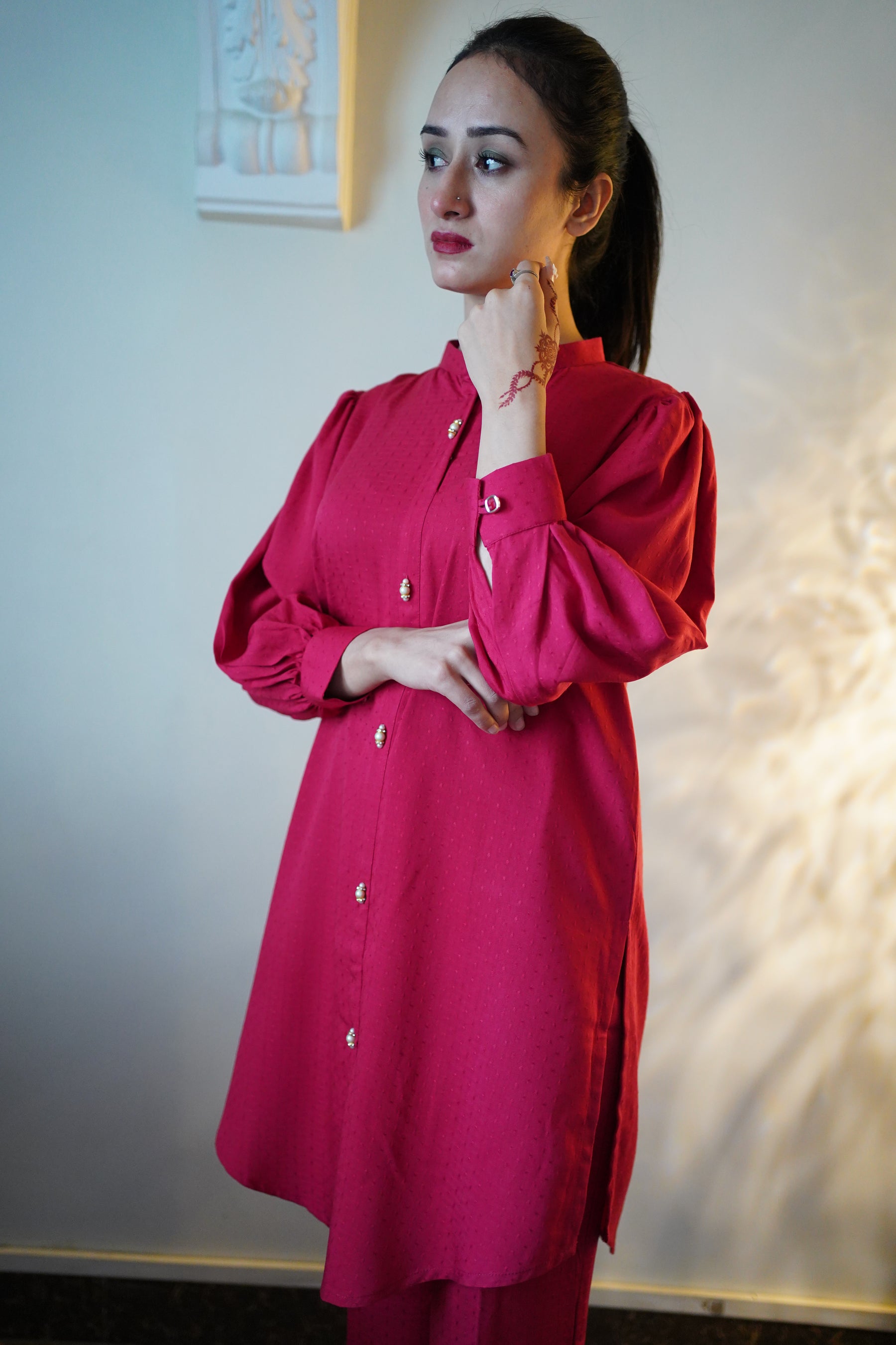 Red Front Open Co-Ord Set
