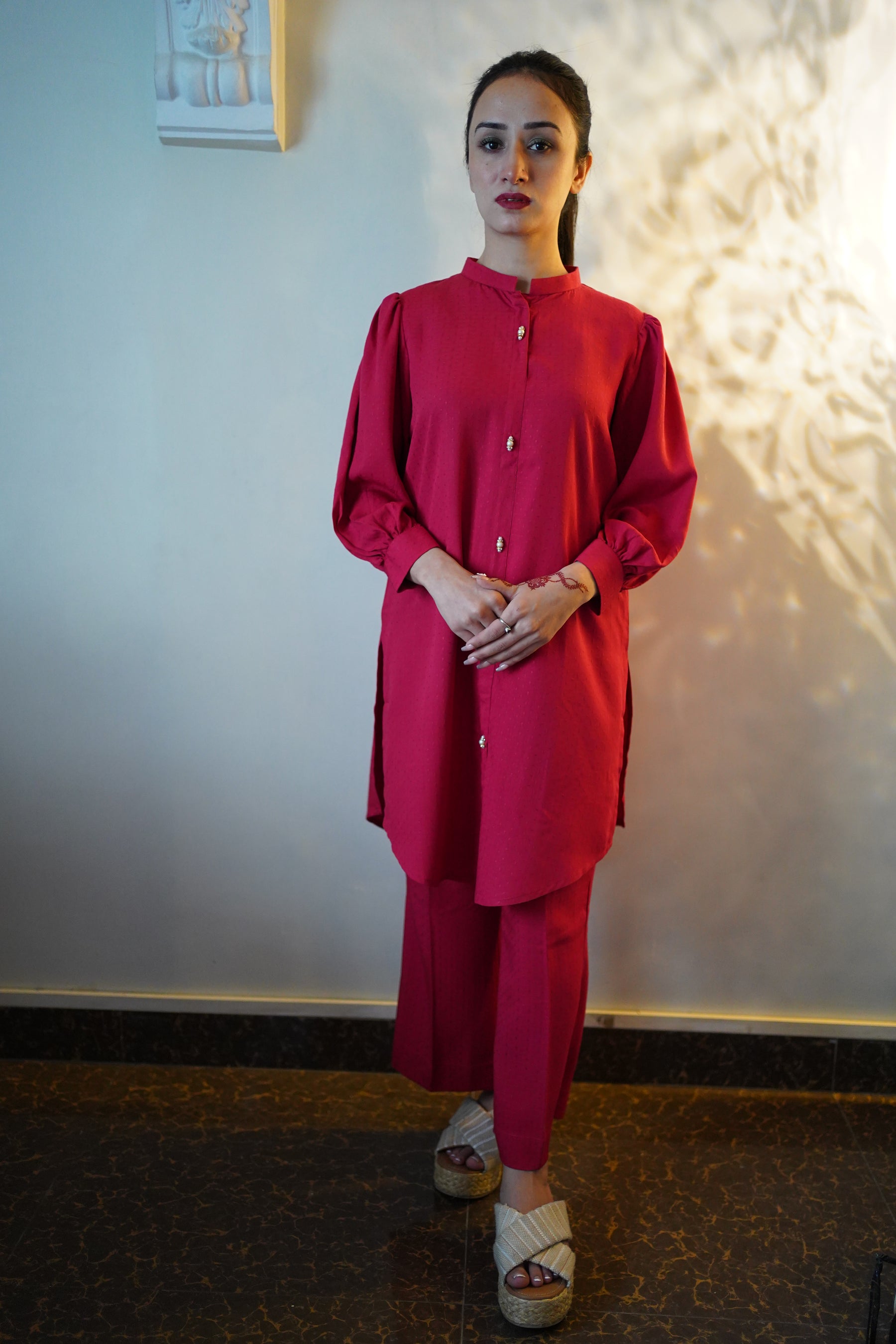 Red Front Open Co-Ord Set
