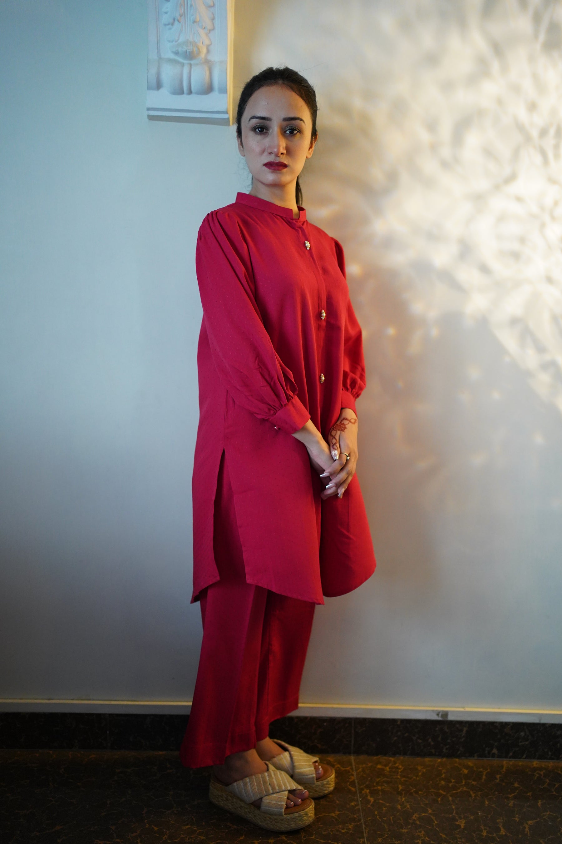 Red Front Open Co-Ord Set