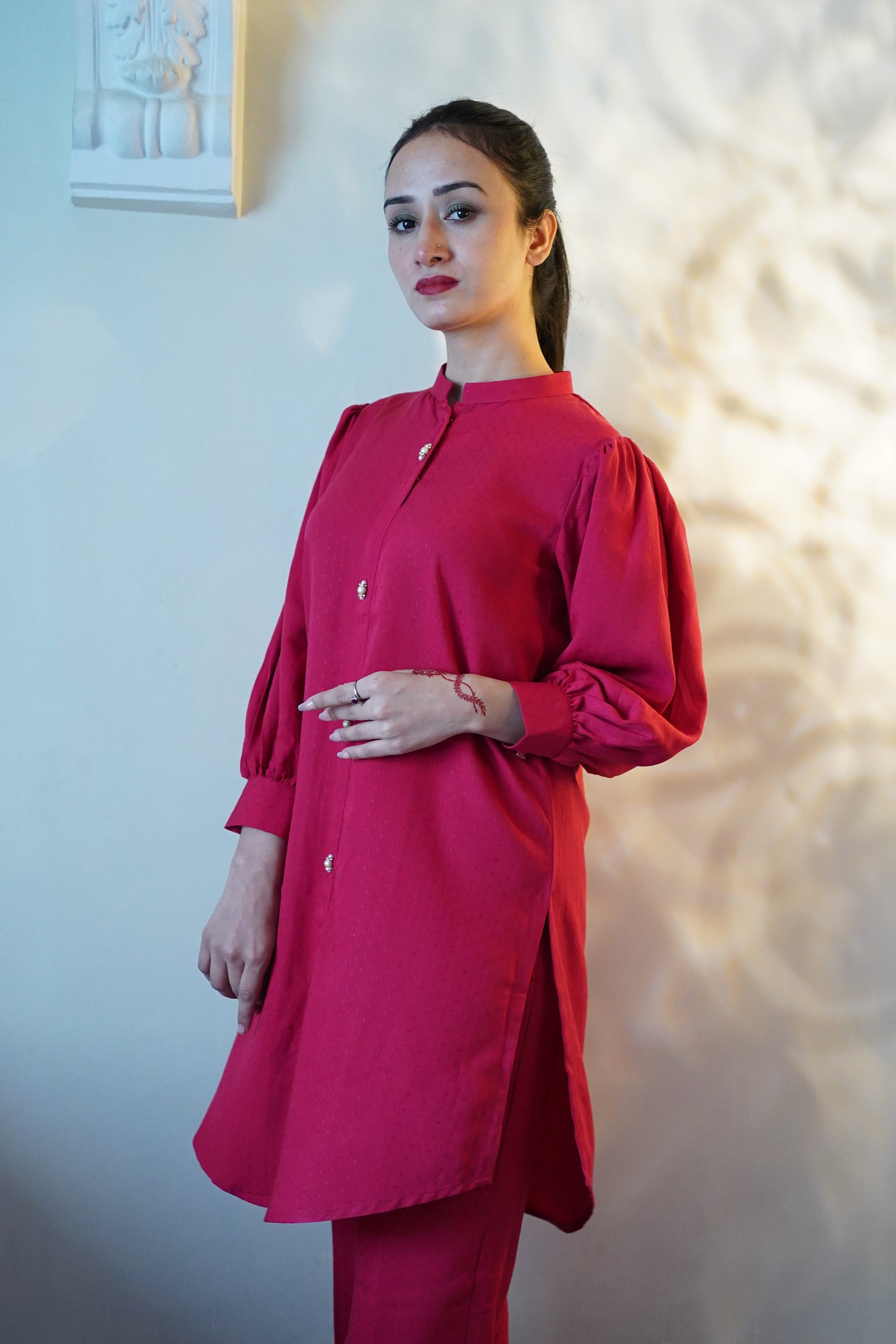 Red Front Open Co-Ord Set
