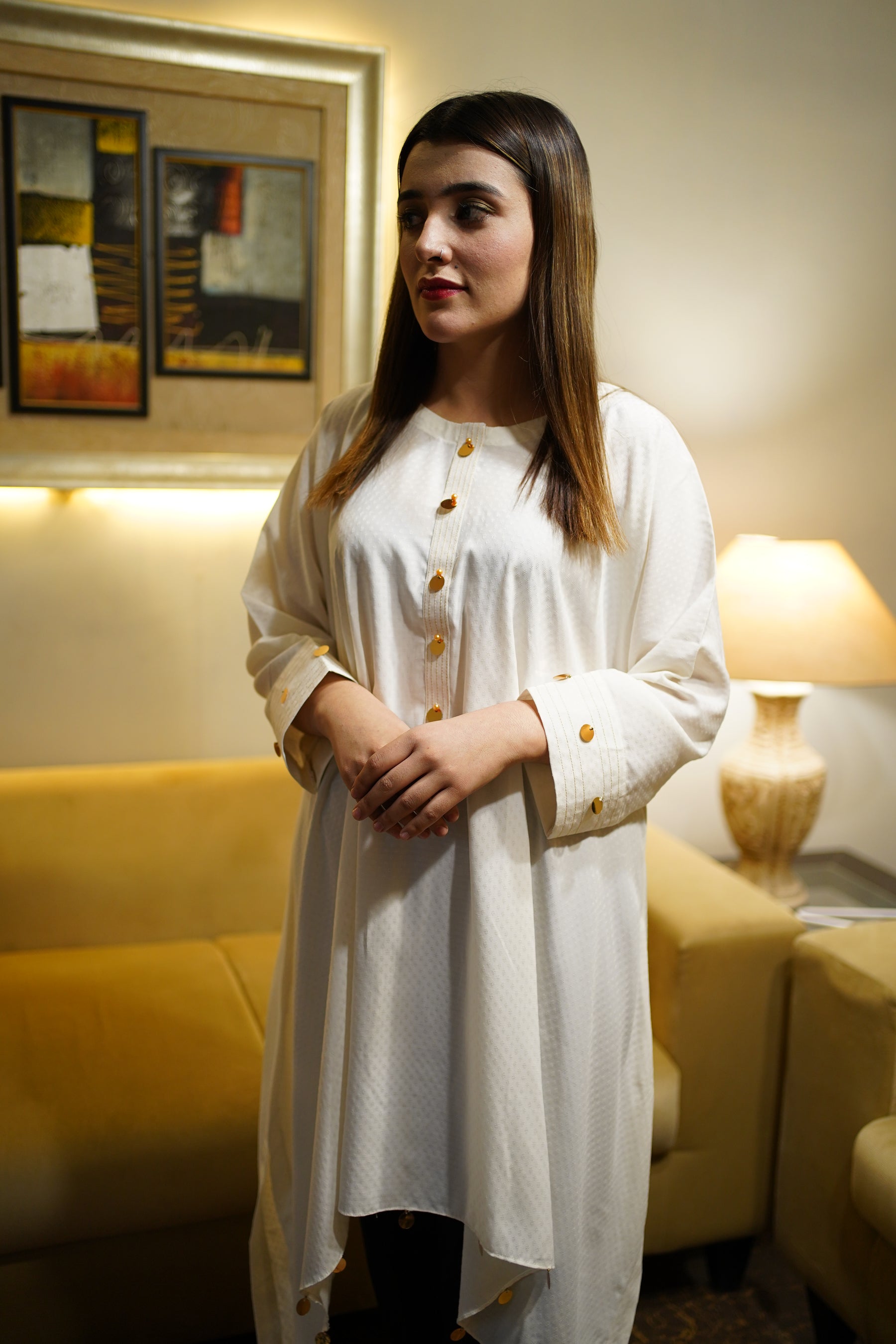 White A-line Kaftaan