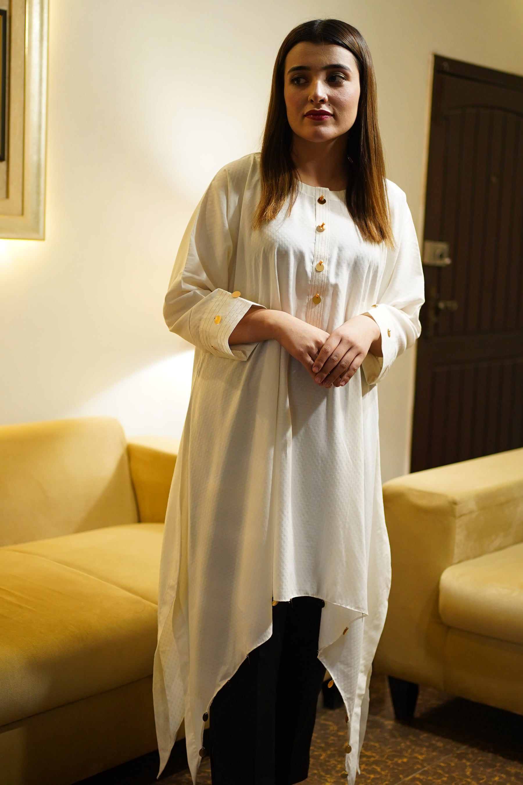 White A-line Kaftaan