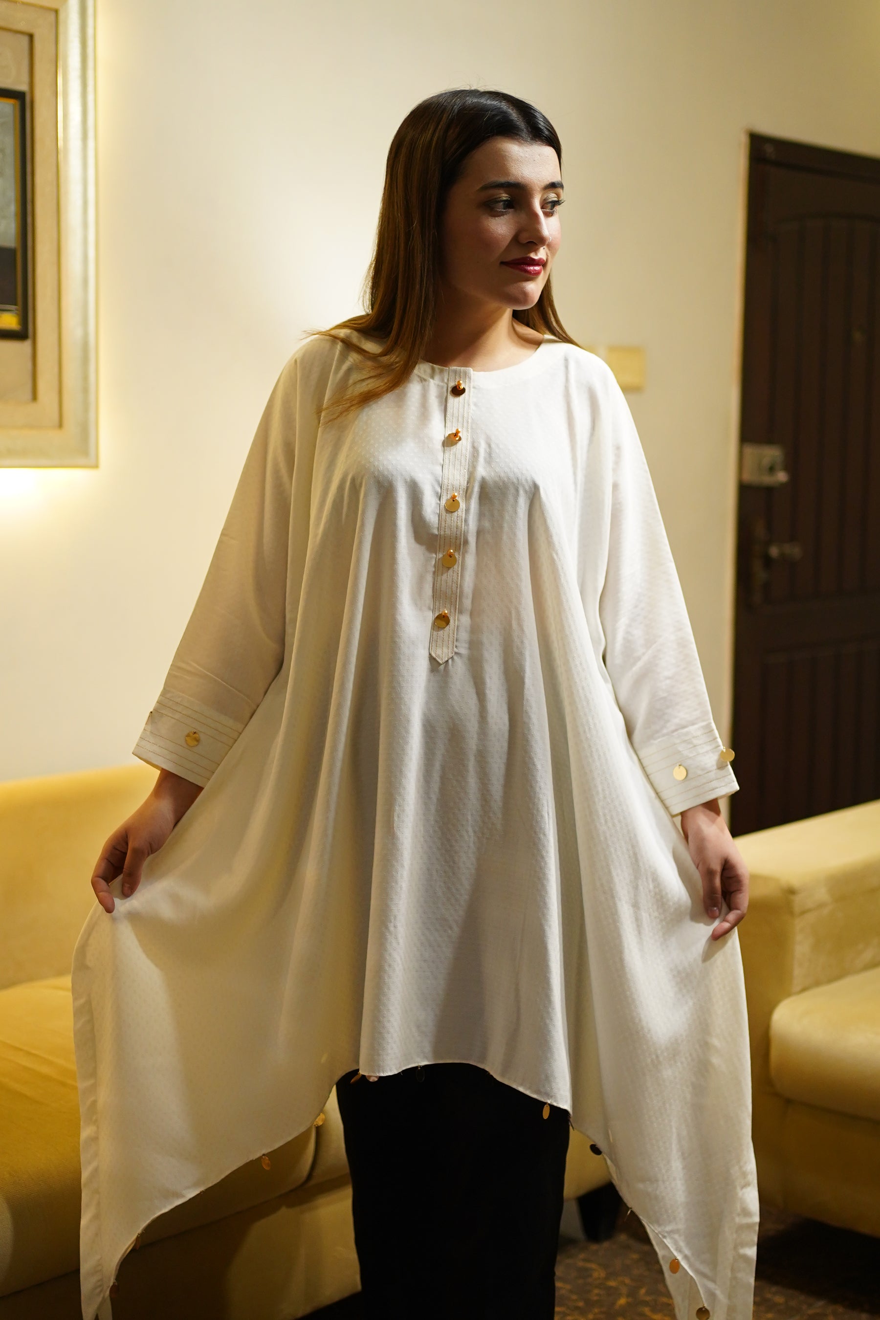 White A-line Kaftaan